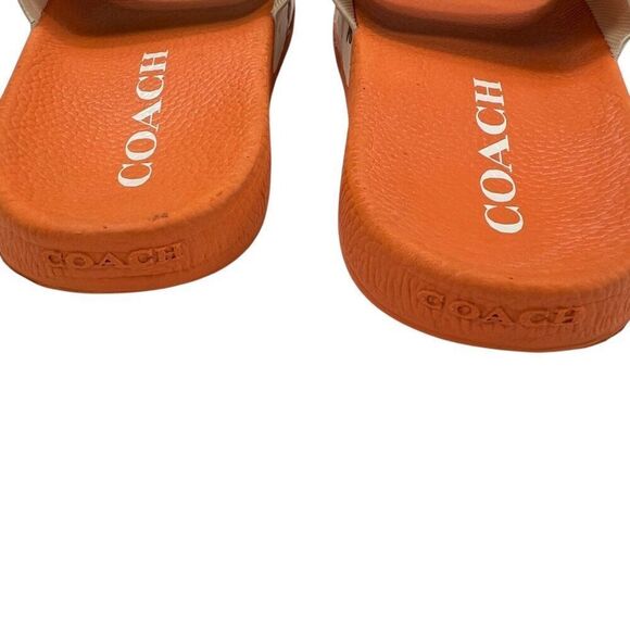 Coach Teddy Bear Udele Pool Slide Sandals Orange/Beige Size 9B - Picture 5 of 8